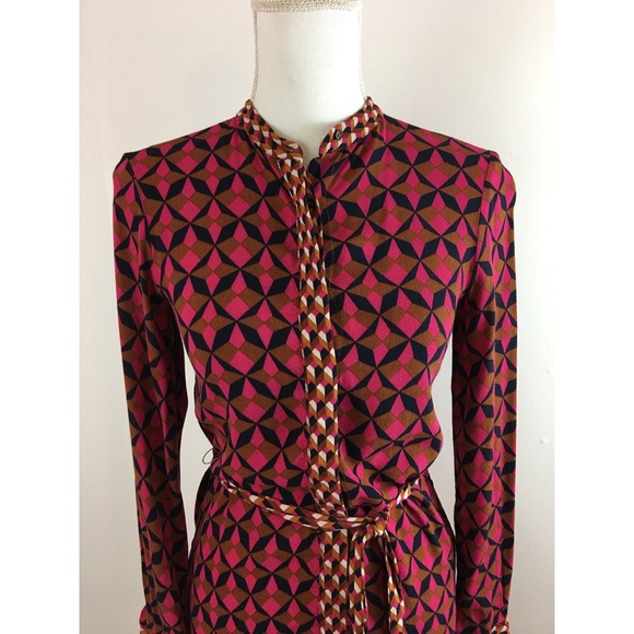 Zara Woman Geometric Long Sleeve Shirt Dress Sz XS - Picture 2 of 8